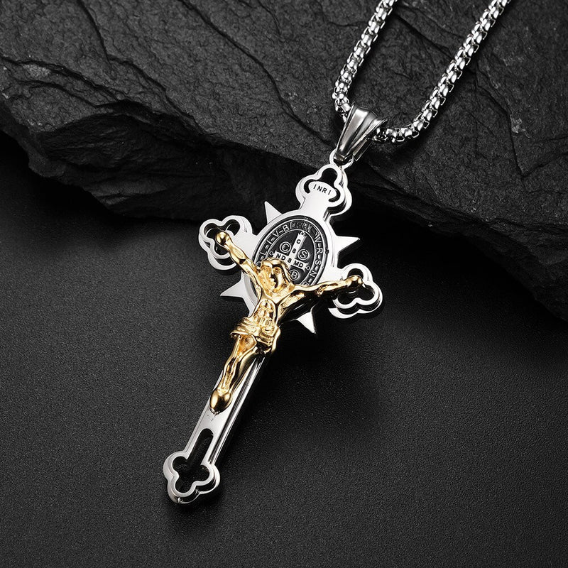 Colar Crucifixo Sagrado Masculino - Último Dia De Desconto