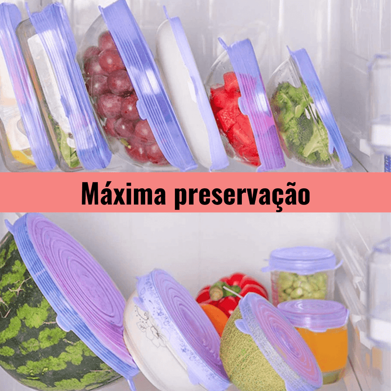 Conjunto 6 tampas silicone - Frete grátis - Maior Descontos